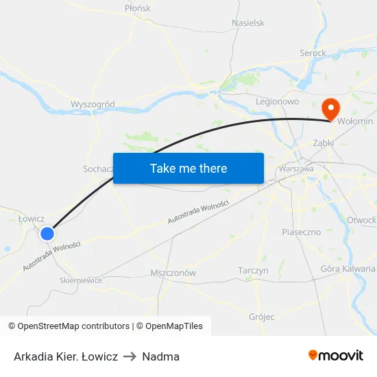 Arkadia Kier. Łowicz to Nadma map