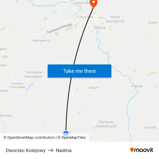 Dworzec Kolejowy to Nadma map