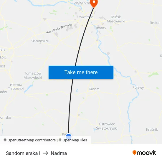 Sandomierska I to Nadma map