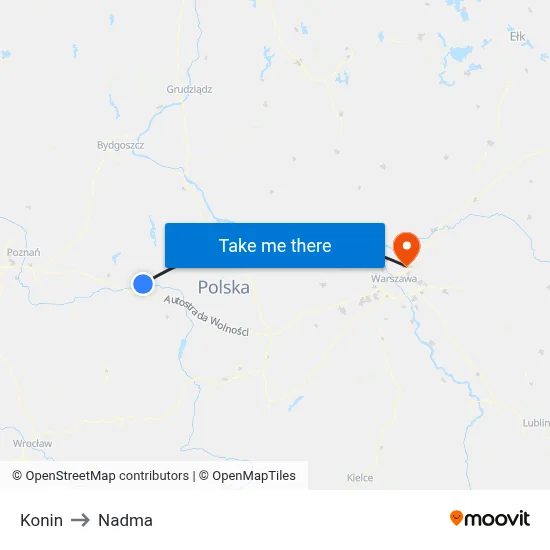 Konin to Nadma map