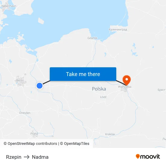 Rzepin to Nadma map