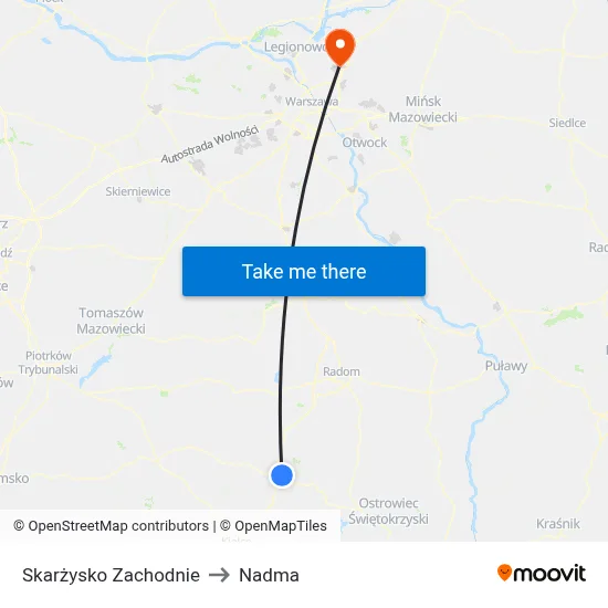 Skarżysko Zachodnie to Nadma map