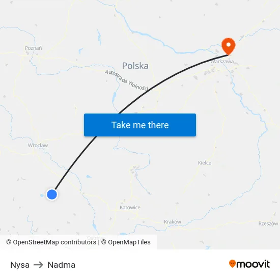 Nysa to Nadma map