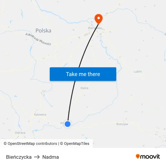 Bieńczycka to Nadma map