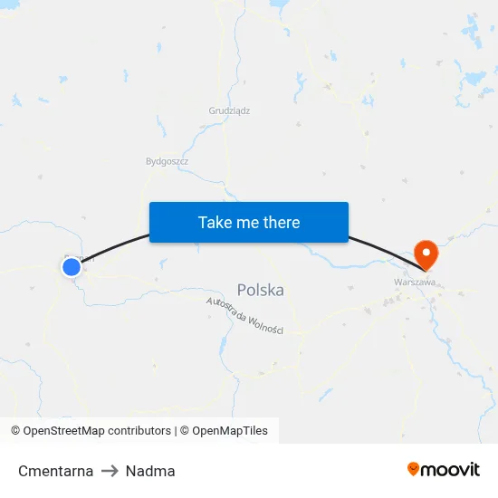Cmentarna to Nadma map