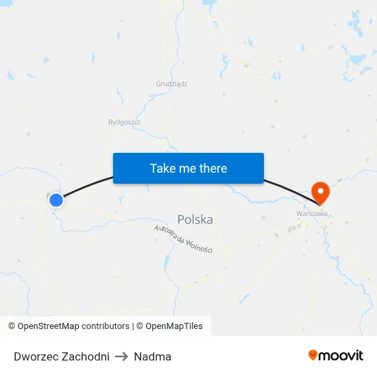 Dworzec Zachodni to Nadma map
