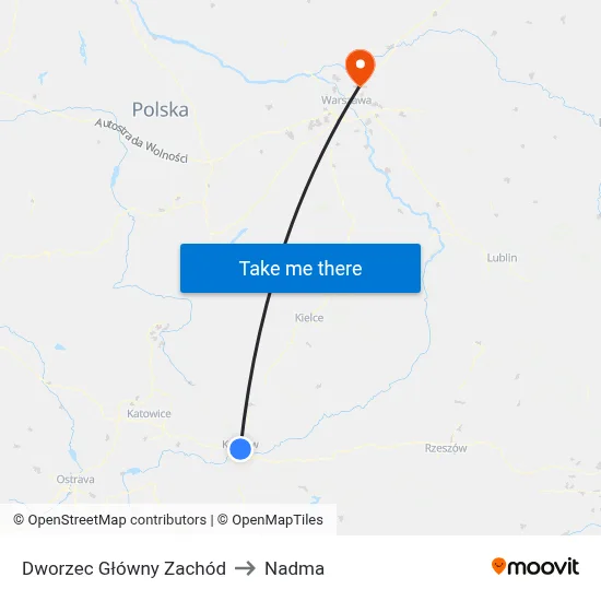 Dworzec Główny Zachód to Nadma map