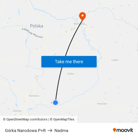 Górka Narodowa P+R to Nadma map