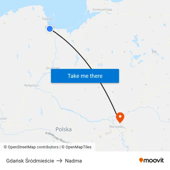 Gdańsk Śródmieście to Nadma map