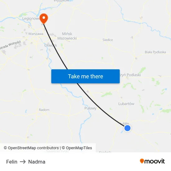 Felin to Nadma map