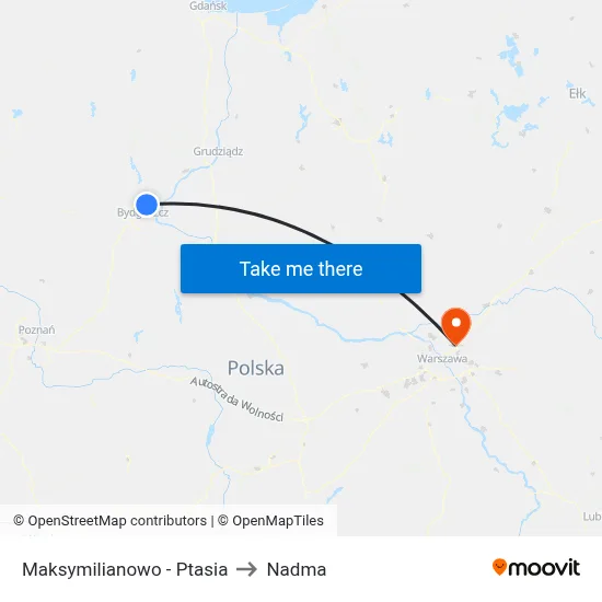 Maksymilianowo - Ptasia to Nadma map