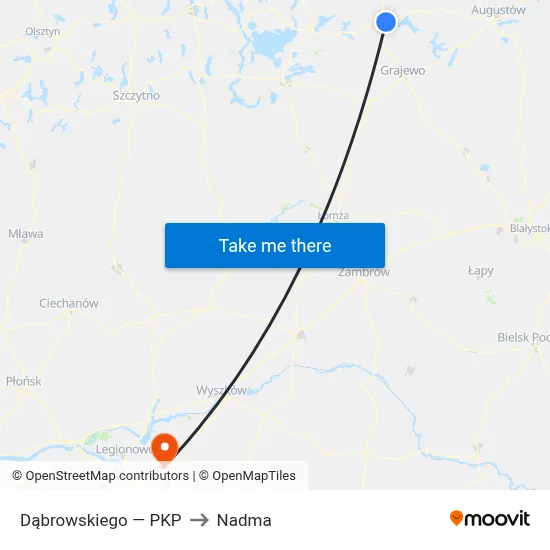 Dąbrowskiego — PKP to Nadma map