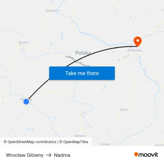 Wrocław Główny to Nadma map