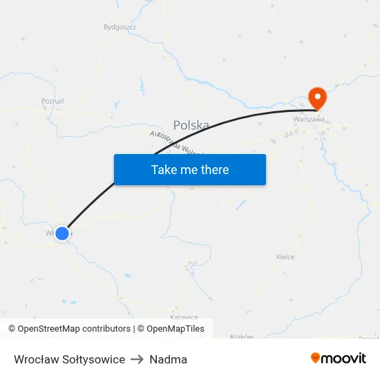 Wrocław Sołtysowice to Nadma map
