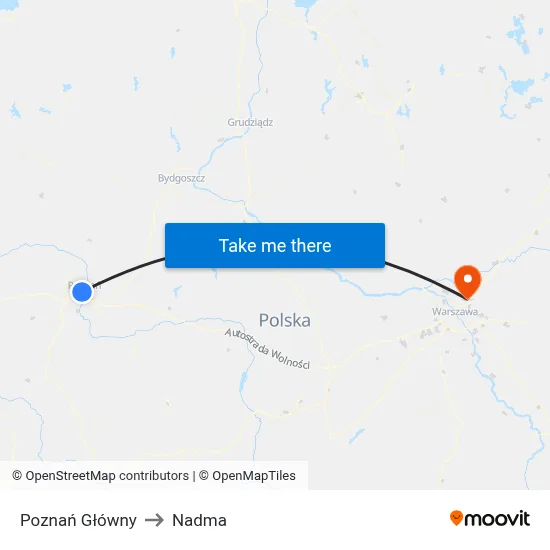 Poznań Główny to Nadma map