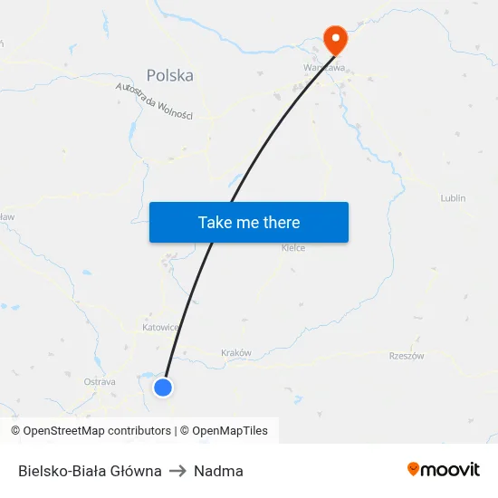 Bielsko-Biała Główna to Nadma map