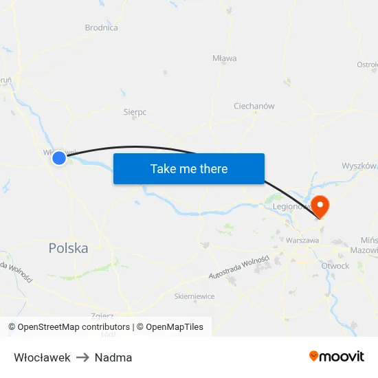 Włocławek to Nadma map
