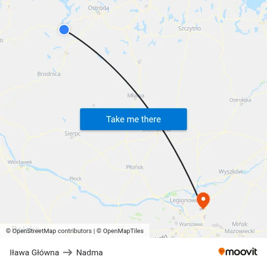 Iława Główna to Nadma map
