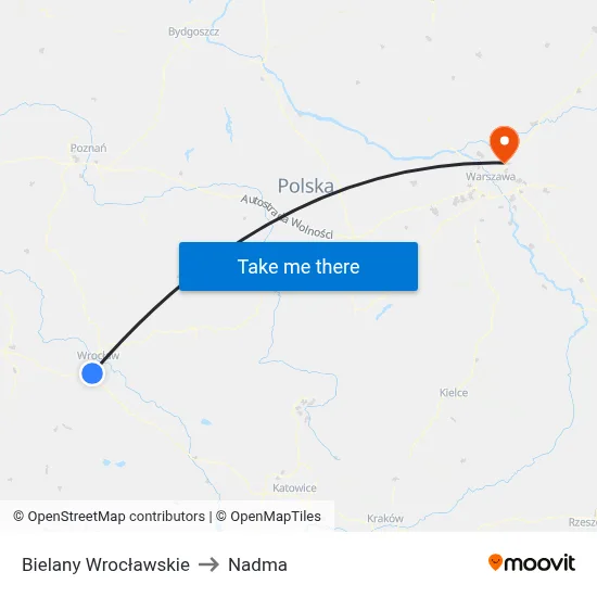 Bielany Wrocławskie to Nadma map