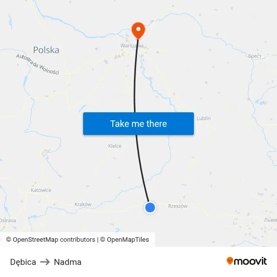 Dębica to Nadma map