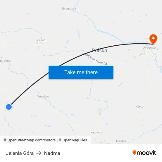 Jelenia Góra to Nadma map