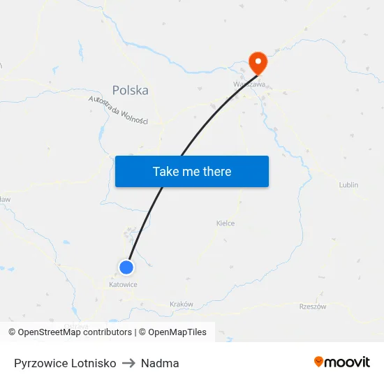 Pyrzowice Lotnisko to Nadma map
