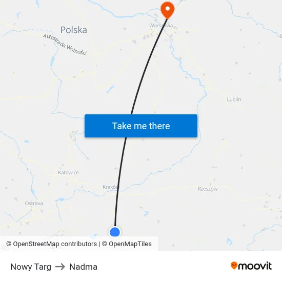 Nowy Targ to Nadma map