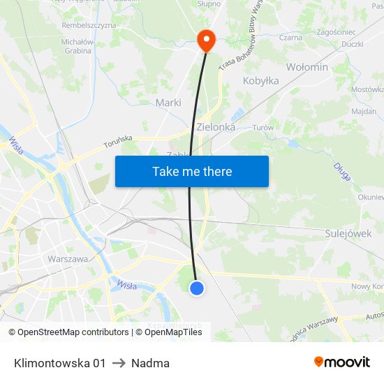 Klimontowska 01 to Nadma map