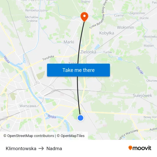 Klimontowska to Nadma map