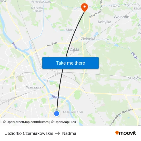 Jeziorko Czerniakowskie to Nadma map