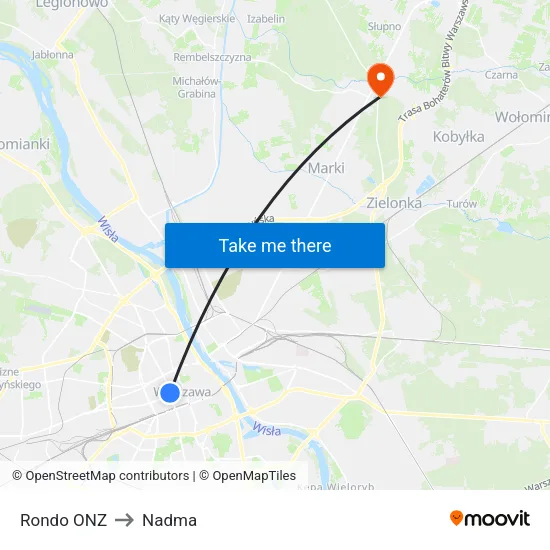 Rondo ONZ to Nadma map