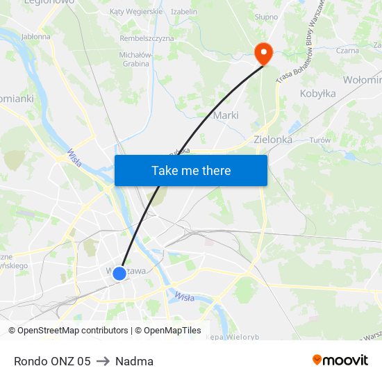 Rondo ONZ 05 to Nadma map