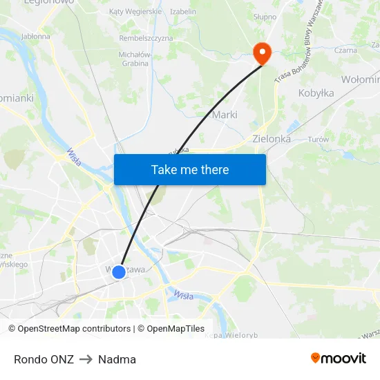 Rondo ONZ to Nadma map