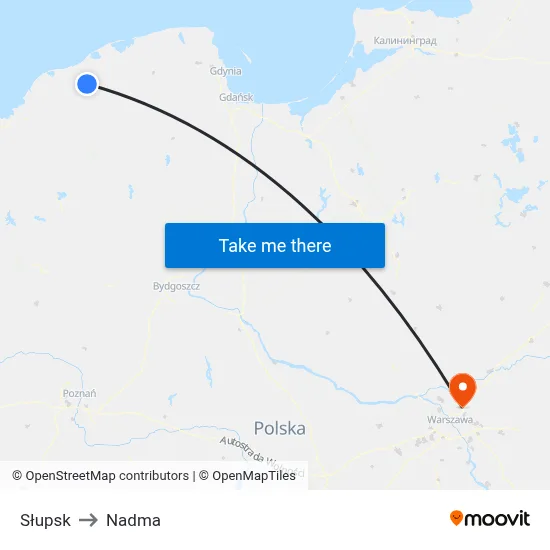 Słupsk to Nadma map
