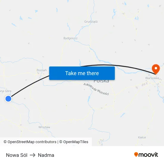 Nowa Sól to Nadma map