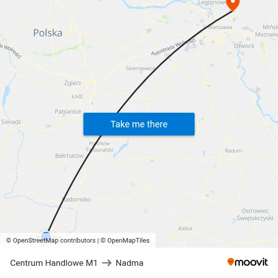 Centrum Handlowe M1 to Nadma map