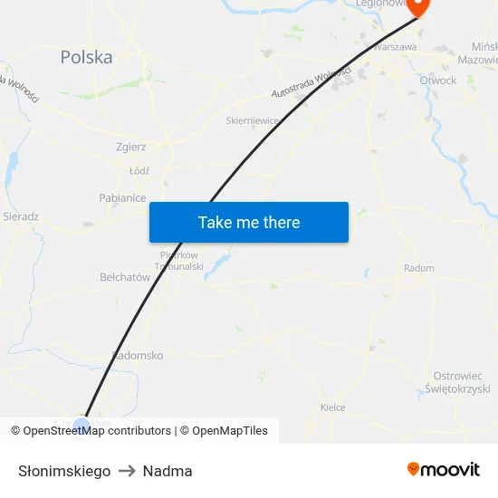 Słonimskiego to Nadma map