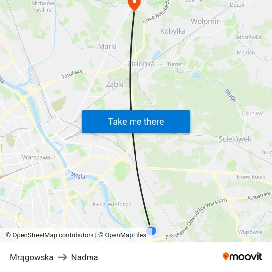 Mrągowska to Nadma map