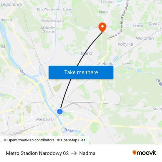 Metro Stadion Narodowy 02 to Nadma map