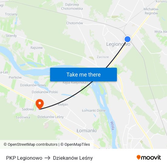 PKP Legionowo to Dziekanów Leśny map