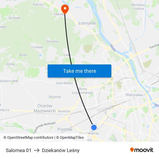 Salomea to Dziekanów Leśny map