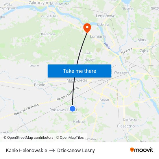 Kanie Helenowskie to Dziekanów Leśny map