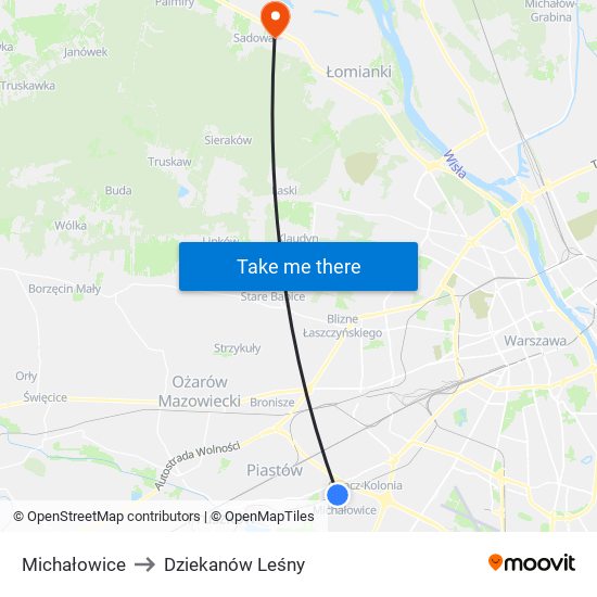 Michałowice to Dziekanów Leśny map