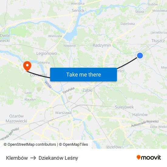 Klembów to Dziekanów Leśny map