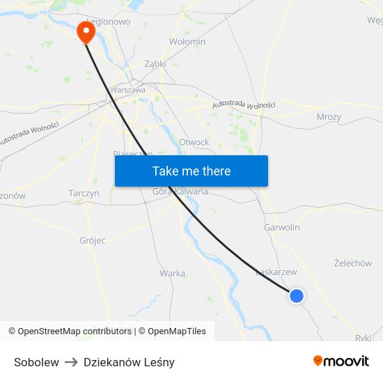 Sobolew to Dziekanów Leśny map