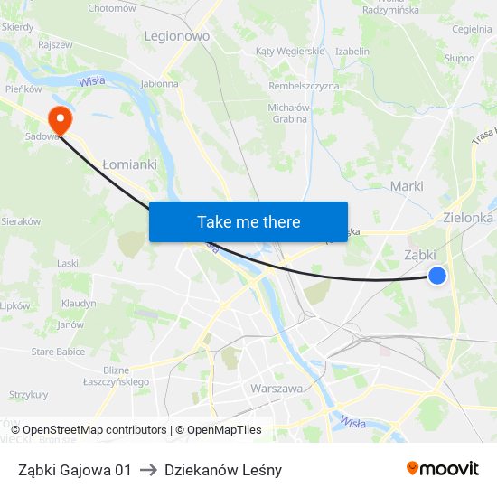 Ząbki Gajowa 01 to Dziekanów Leśny map