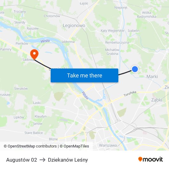 Augustów 02 to Dziekanów Leśny map