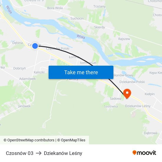 Czosnów 03 to Dziekanów Leśny map