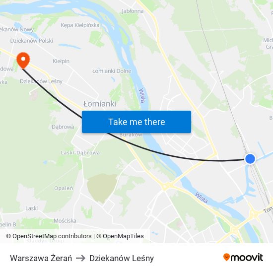 Warszawa Żerań to Dziekanów Leśny map