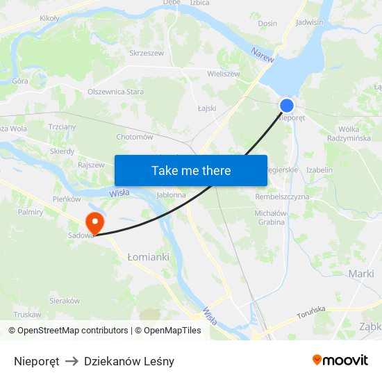 Nieporęt to Dziekanów Leśny map